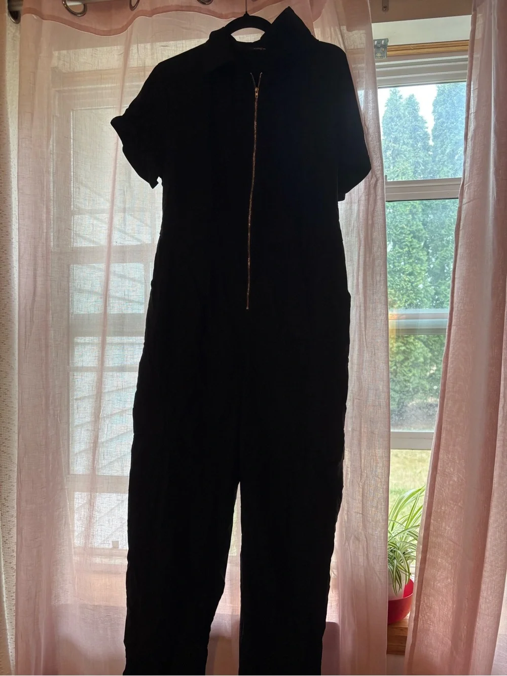 Black Zip-Front Utility Jumpsuit